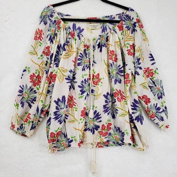Ralph Lauren Tops - Ralph Lauren Denim & Supply Blouse Womens Large Boho Floral Tassel Peasant Top